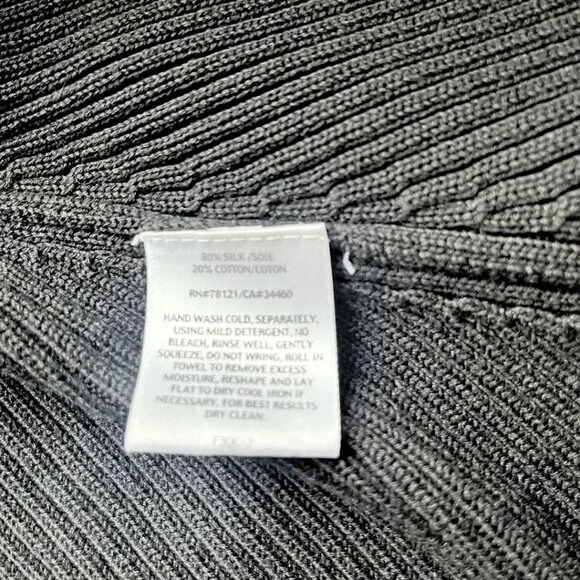 EILEEN FISHER PETITE BLACK COTTON SILK OPEN MID-LENGTH CARDIGAN - PM - Picture 7 of 8